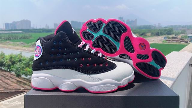 Air Jordan 13 Black White Pink Women's Basketball Shoes-28 - Click Image to Close